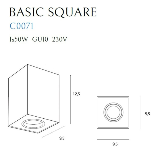 Maxlight Lampa Sufitowa Basic Square Black C0071
