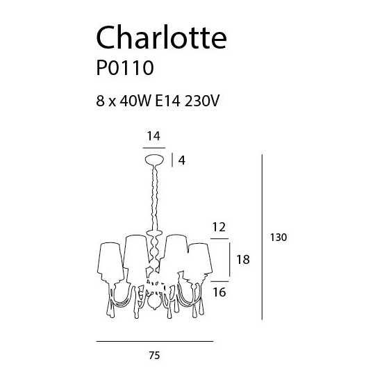 Maxlight Lampa Wisząca Charlotte 75 cm P0110