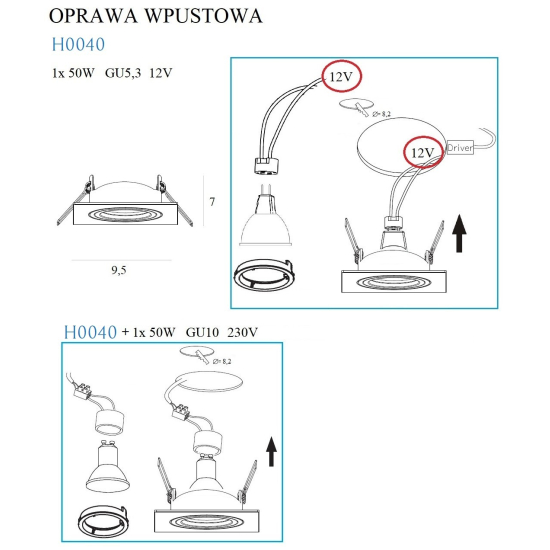 Maxlight Oprawa Wpustowa Fine Kwadratowa Metal Szczotkowany H0040