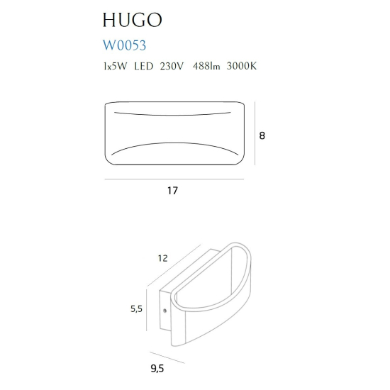 Maxlight Kinkiet Hugo Alu W0053