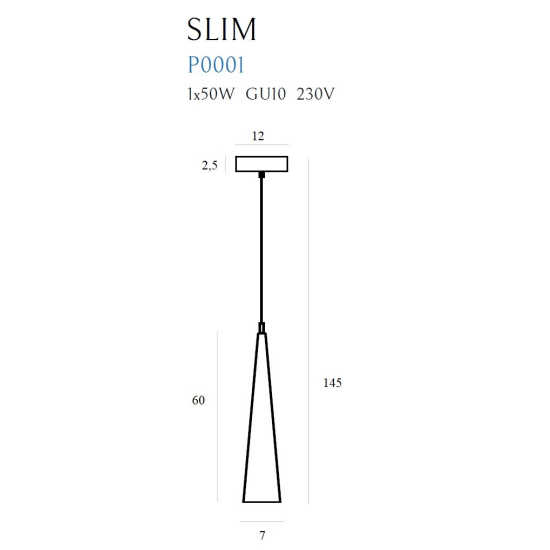 Maxlight Lampa Wisząca Slim Biała 60 P0001