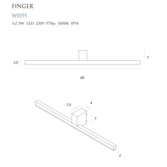 Maxlight Kinkiet Finger 60 cm Biały IP54 W0155