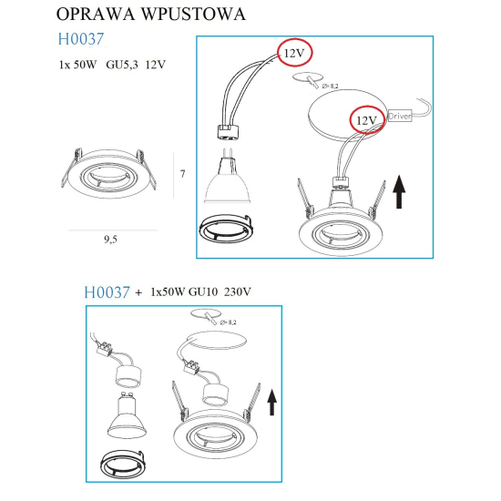 Maxlight Oprawa Wpustowa Fine Okrągła Metal Szczotkowany H0037