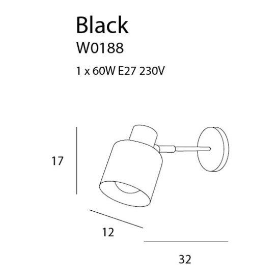 Maxlight Kinkiet Black W0188