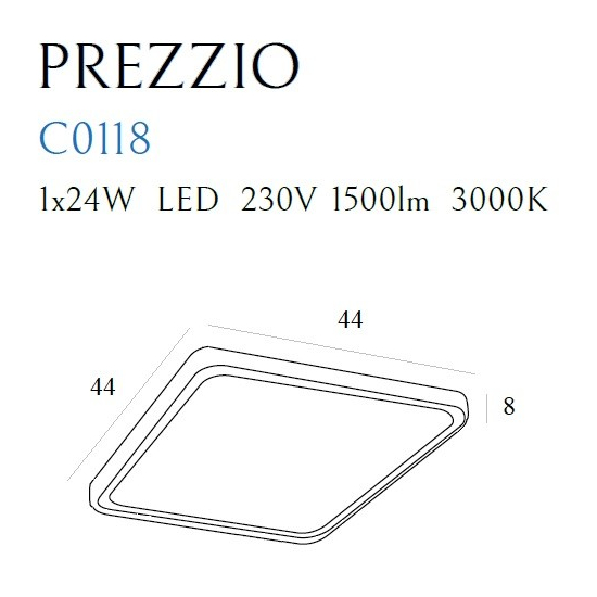 Maxlight Plafon Prezzio Kwadrat 44x44 cm 24W C0118