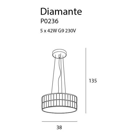 Maxlight Lampa Wisząca Diamante Mała 38 cm P0236