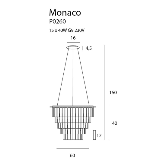 Maxlight Lampa Wisząca Monaco Ø 60 cm P0260
