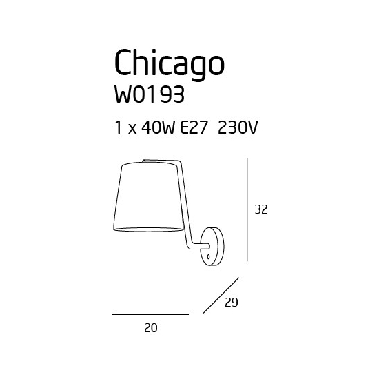 Maxlight Kinkiet Chicago Biały + Biały Abażur W0193