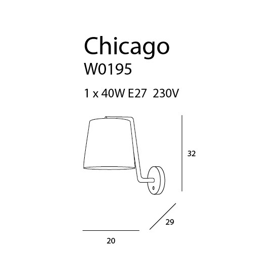 Maxlight Kinkiet Chicago Chrom + Biały Abażur W0195