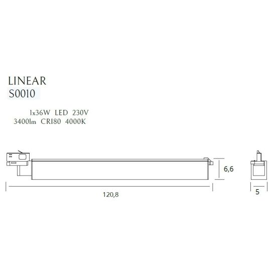 Maxlight Lampa Do Szynoprzewodu Linear Track White 36W 4000K S0010