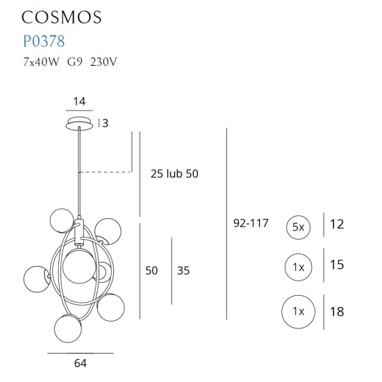 Maxlight Lampa Wisząca Cosmos P0378