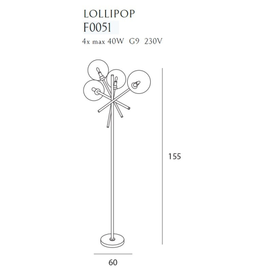 Maxlight Lampa Podłogowa Lollipop Black F0051