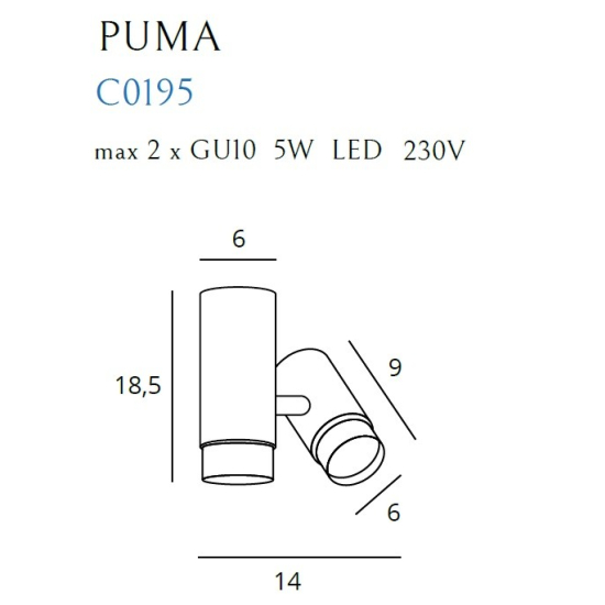 Maxlight Lampa Sufitowa Puma 1 GU10 C0195