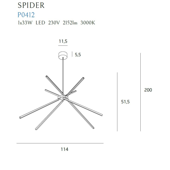 Maxlight Lampa Wisząca Spider Black P0412