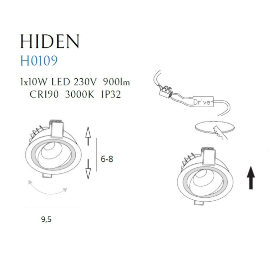 Maxlight Oprawa Wpustowa Hiden Biała IP32 H0109