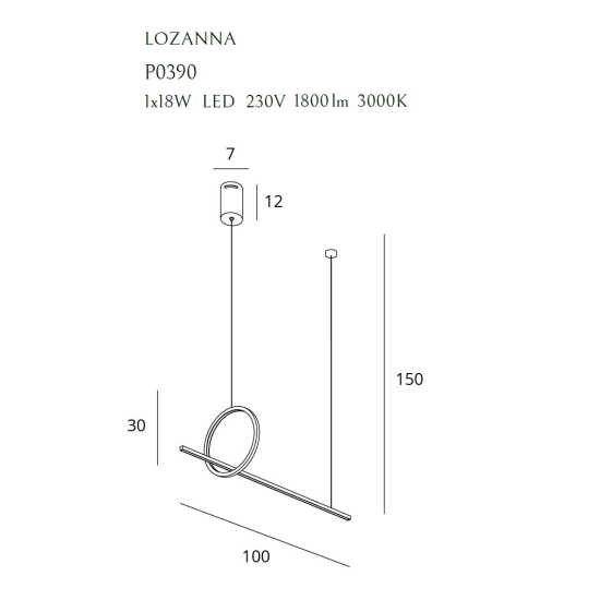 Maxlight Lampa Wisząca Lozanna 18W Złota P0390