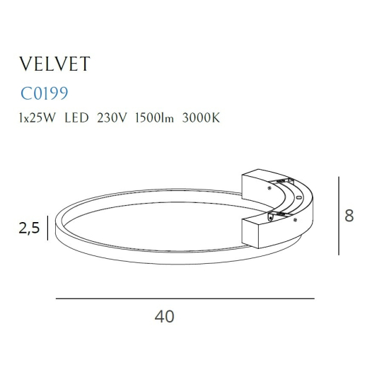 Maxlight Plafon Velvet 25W Ø 40 cm C0199