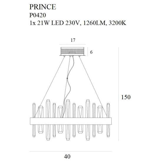 Maxlight Lampa Wisząca Prince Ø 40 cm P0420