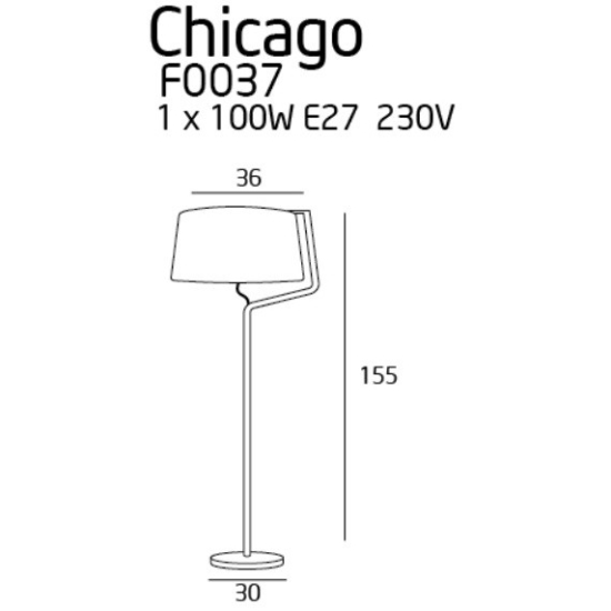 Maxlight Lampa Podłogowa Chicago Chrom + Biały Abażur F0037