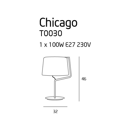 Maxlight Lampa Stołowa Chicago Chrom + Biały Abażur T0030