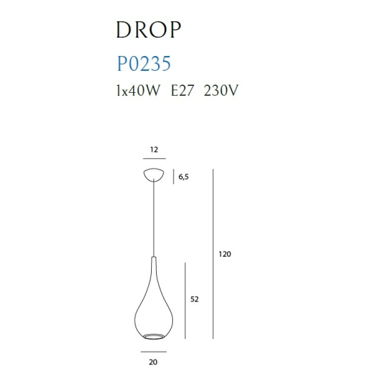 Maxlight Drop Wisząca Biały 20cm 1xE27 P0235