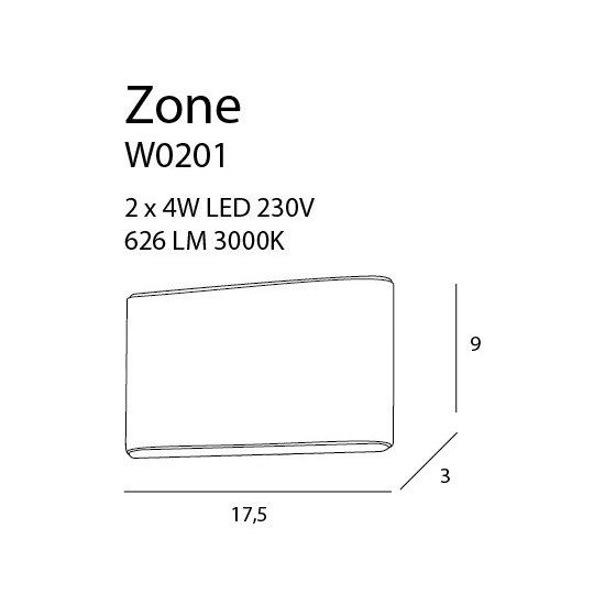 Maxlight Kinkiet Zone Duży IP44 W0201