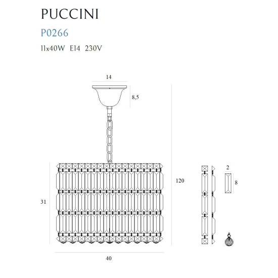 Maxlight Lampa Wisząca Puccini 40cm P0266