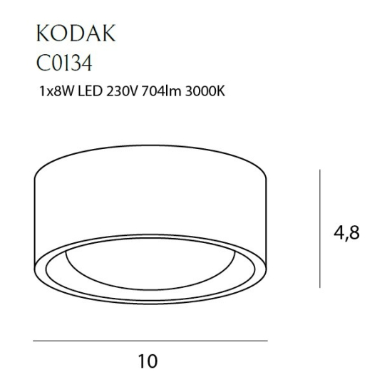 Maxlight Plafon Kodak I 8W C0134