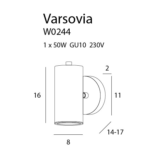 Maxlight Kinkiet Varsovia Krótki W0244