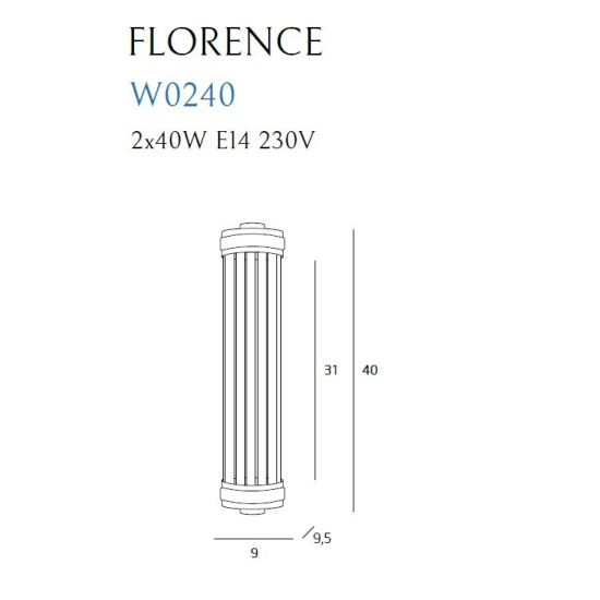 Maxlight Kinkiet Florence Mosiądz W0240