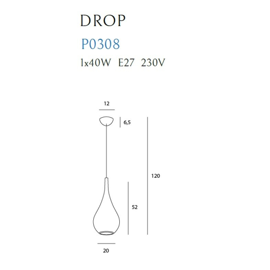 Maxlight Drop Wisząca Złota 20cm 1xE27 P0308