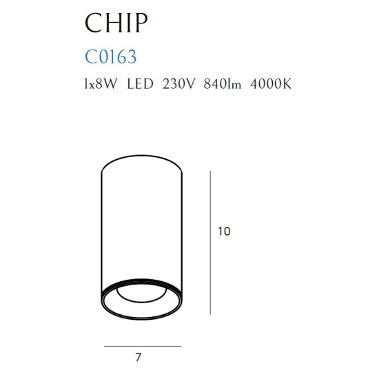 Maxlight Lampa Sufitowa Chip Czarny 4000K 8W C0163