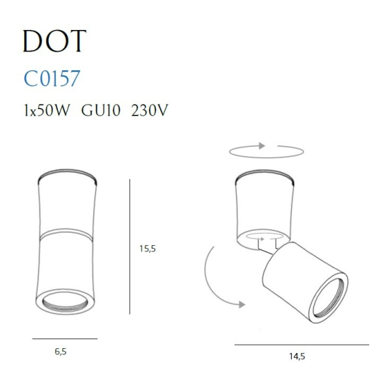 Maxlight Dot 6,5cm 1xGU10 Czarny C0157
