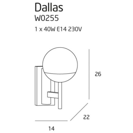 Maxlight Kinkiet Dallas Czarny W0255