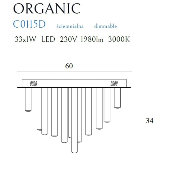 Maxlight Plafon Organic 33X1 Chrom Ściemnialny C0115D