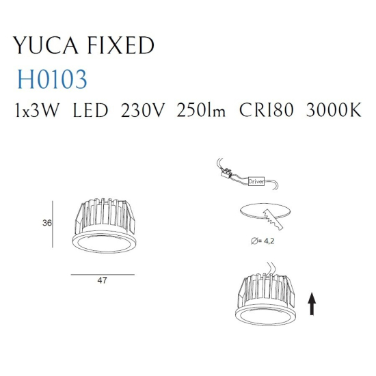 Maxlight Oprawa Wpustowa Max Yuca Fixed Black 3W H0103