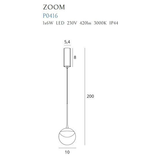 Maxlight Lampa Wisząca Zoom Czarna 6W LED P0416