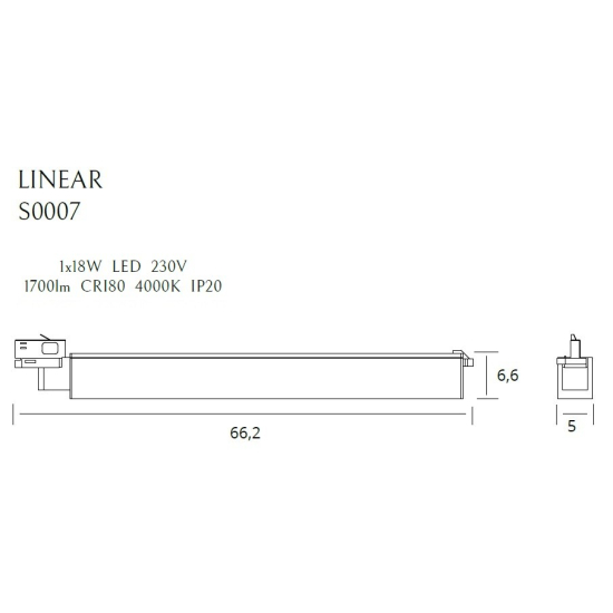 Maxlight Lampa Do Szynoprzewodu Linear Track Black 18W 4000K S0007