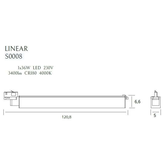 Maxlight Lampa Do Szynoprzewodu Linear Track Black 36W 4000K S0008