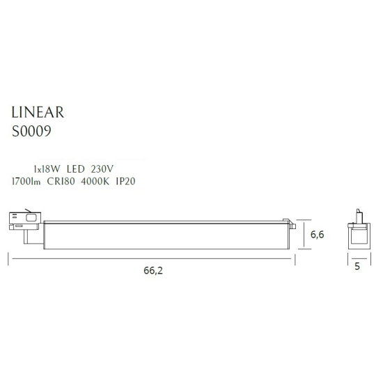 Maxlight Lampa Do Szynoprzewodu Linear Track White 18W 4000K S0009