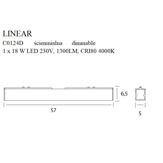 Maxlight Lampa Sufitowa Linear White 18W 4000K Ściemnialna C0124D