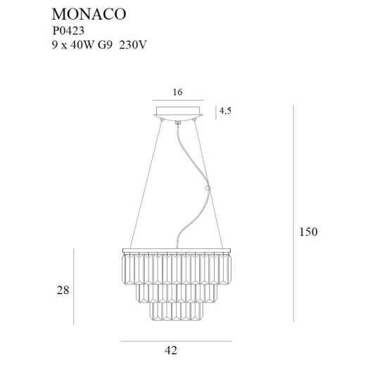 Maxlight Lampa Wisząca Monaco Złota Ø 42 cm P0423