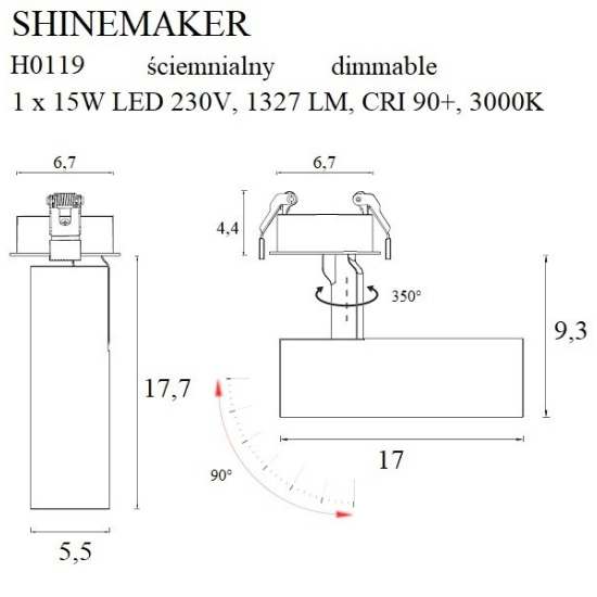Maxlight Lampa Wpuszczana Shinemaker Biała- Ściemnialna H0119