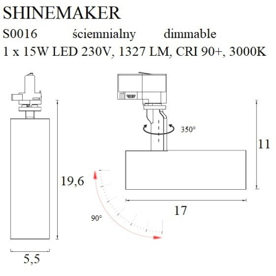Maxlight Lampa Do Szynoprzewodu Shinemaker Czarna- Ściemnialna S0016