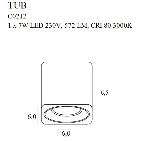 Maxlight Lampa Sufitowa Tub Kwadrat Czarny + Pierścień Ozdobny Złoty RC0155/C0156 Gold C0212