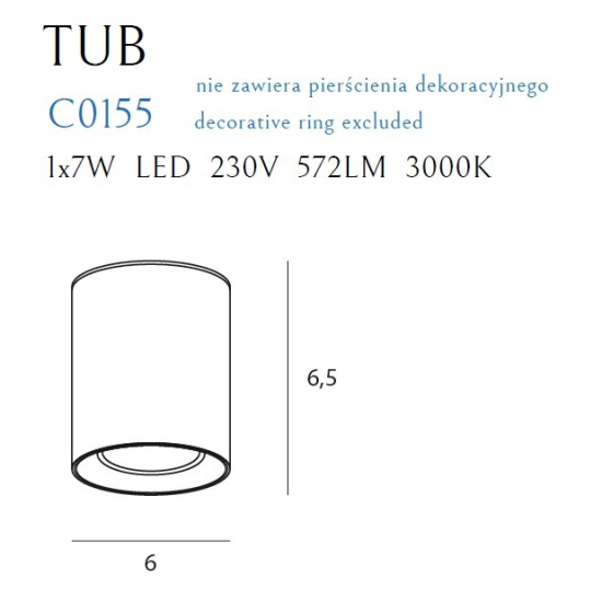 Maxlight Lampa Sufitowa Tub Kwadrat Czarny + Pierścień Ozdobny Złoty RC0155/C0156 Gold C0212