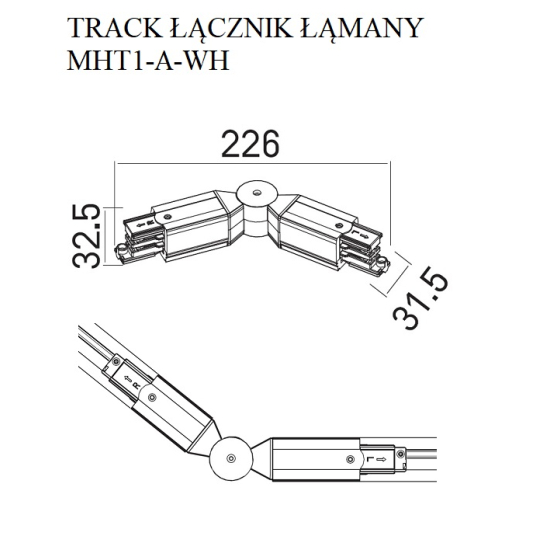 Maxlight Track Łącznik Łamany Biały MHT1-A-WH