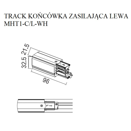 Maxlight Track Końcówka Zasilająca Lewa Biała MHT1-C/L-WH