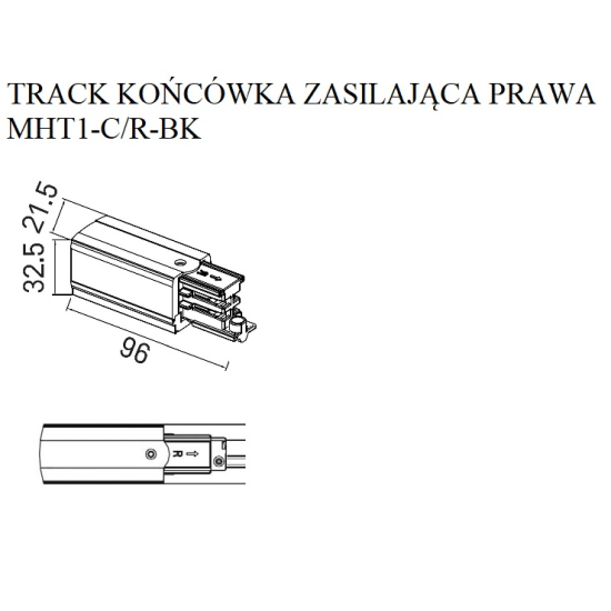 Maxlight Track Końcówka Zasilająca Prawa Czarna MHT1-C/R-BK