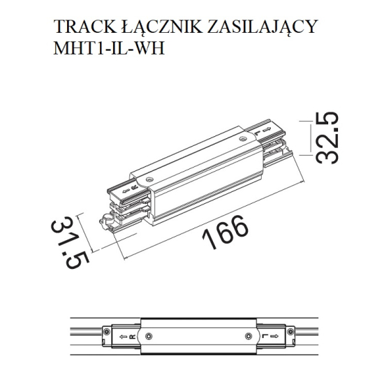 Maxlight Track Łącznik Prosty Zasilający Biały MHT1-IL-WH MAX